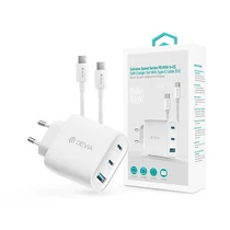 Devia Extreme Speed Series 65W GaN PD hálózati gyorstöltő adapter USB + 2xType-C + Type-C kábel - fehér Devia