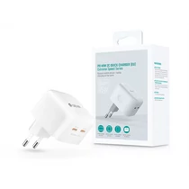 DEVIA GAN HÁLÓZATI TÖLTŐ ADAPTER 2XTYPE-C BEMENETTEL - 45W - EXTREME SPEEDSERIES PD 45W 2C QUICK CHARGER - WHITE DEVIA