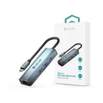 DEVIA ST387982 USB TYPE-C - USB 3.1 + RJ45 + 3XUSB 3.0 ELOSZTÓ / ADAPTER - LEOPARD SERIES 5 V3 HUB - SZÜRKE DEVIA