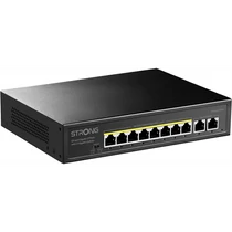 STRONG SW8010POE+ Switch, 8 Gigabit port - 2 Gigabit Uplink, 100 watt PoE táp, Fekete STRONG