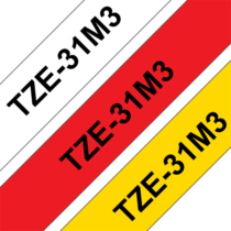 BROTHER szalag TZe-31M3, 3db-os csomag: piros-, fehér- és sárga alapon fekete (TZe231 + TZe431 + TZe631), 12mm x 8m
