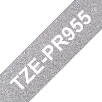 BROTHER Prémium feliratozó szalag TZEPR955, Ezüst alapon fehér szalag, 24 mm széles, 8m Brother