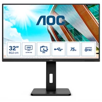 AOC VA monitor 31,5" U32P2, 2560x1440, 16:9, 350cd / m2, 4ms, 75Hz, 2xHDMI / DP / 4xUSB, hangszóró, Pivot, AdaptiveSync