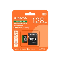 ADATA Memóriakártya MicroSDXC 128GB + Adapter SPEED PLUS UHS-I U3 (180 / 160) ADATA