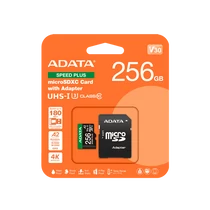 ADATA Memóriakártya MicroSDXC 256GB + Adapter SPEED PLUS UHS-I U3 (180 / 160) ADATA