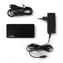 Nedis UHUBU3420BK aktív 4 portos USB HUB, USB 3.2 Gen 1, 5V táp NEDIS