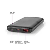Nedis UPBKPD10000BK hordozható külső akkumulátor, powerbank 10000mAh NEDIS