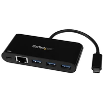 USB-C ADAPTER TO ETHERNET W/3PORT USB 3.0 HUB + PS