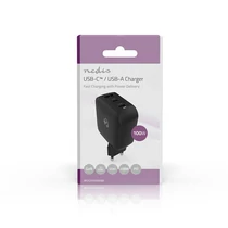 Nedis WGCHA100WBK töltő 100 W, GaN, PD3.0, QC 2,5 / 3,0 / 5,0 A, Kimenetek száma: 3, USB-A / 2x USB-C, fekete NEDIS