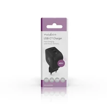 Nedis WGCHA45WBK töltő 45 W | GaN | PD3.0, Gyorstöltési funkció, 2,25 / 3,0 A, 2x USB-C, Automatikus feszültségválasztás NEDIS