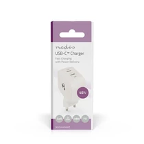Nedis WGCHA45WWT töltő 45 W | GaN | PD3.0, Gyorstöltési funkció, 2,25 / 3,0 A, 2x USB-C, Automatikus feszültségválasztás NEDIS