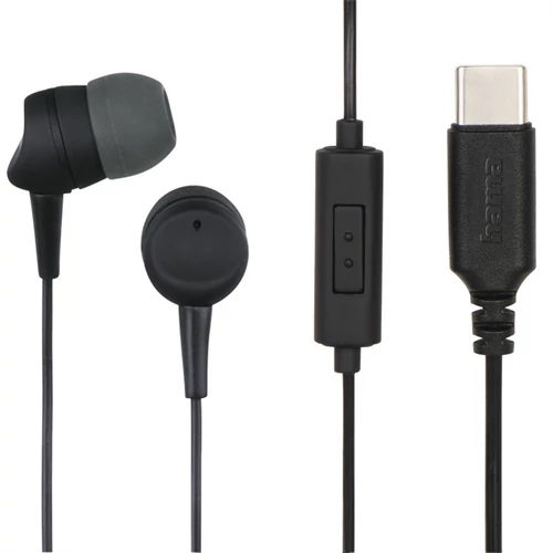 HAMA 184141, "BASIC4PHONE" IN-EAR FÜLHALLGATÓ,USB TYPE-C, FEKETE HAMA