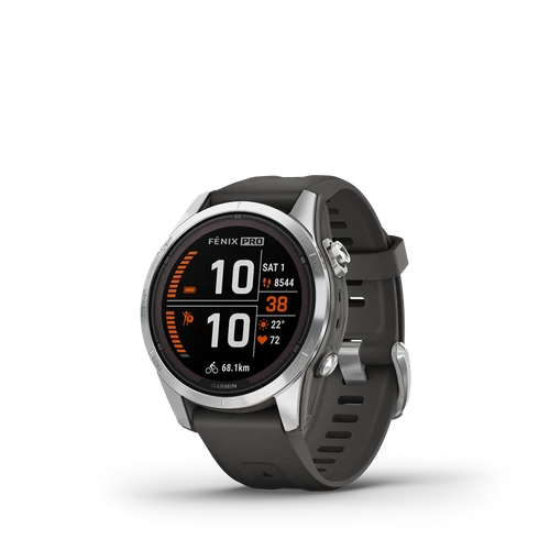 Garmin fenix 7s pro solar silver w / graphite silicone band