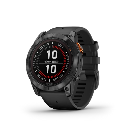 Garmin fenix 7x pro solar gray w / black silicone band