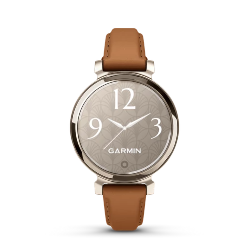 Garmin lily 2 classic, cream gold w brown leather strap