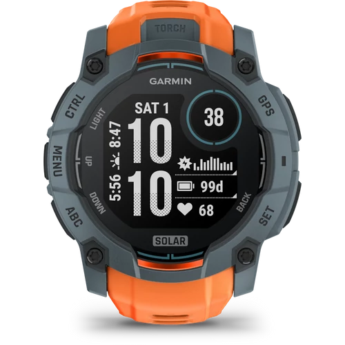 Garmin instinct 3, 50mm solar, grey, orange strap