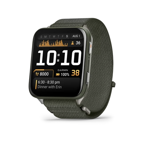 Garmin venu x1 moss titanium, moss comfortfit nylon band