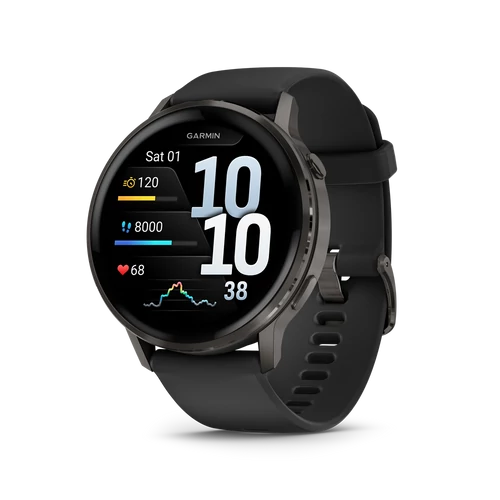 Garmin venu 4 - 45 mm, dark grey, black silicone band