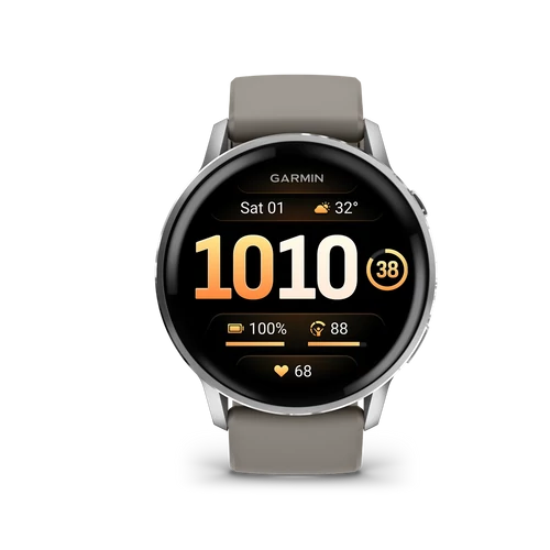Garmin venu 4 - 45 mm, silver, grey silicone band
