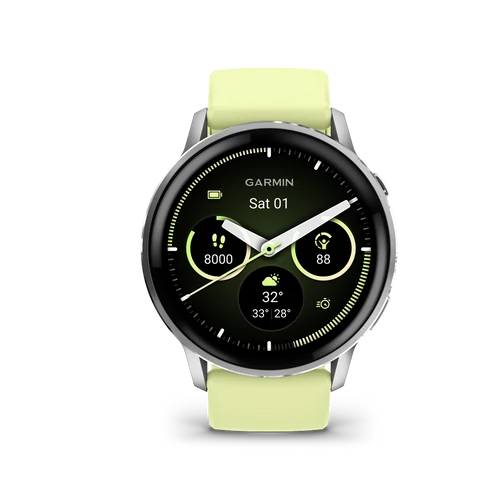 Garmin venu 4 - 45 mm, silver, yellow silicone band