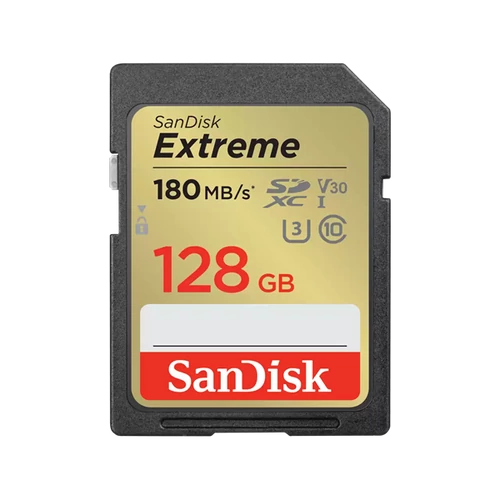 SANDISK 121580, SDXC EXTREME KÁRTYA 128GB, 180 / 90 MB / s , UHS-I, Class 10, U3, V30