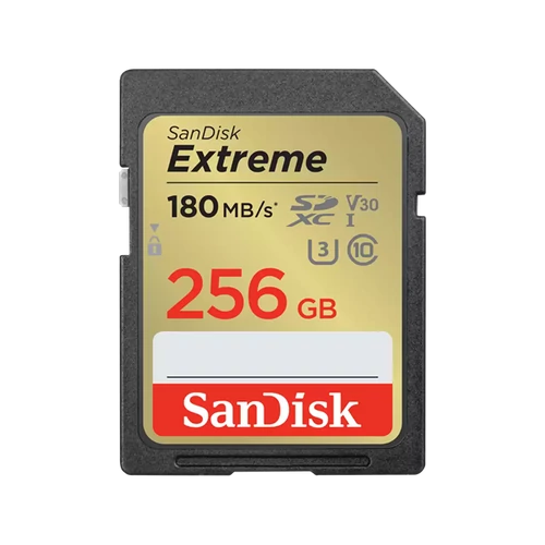 SANDISK 121581, SDXC EXTREME KÁRTYA 256GB, 180 / 130 MB / s , UHS-I, Class 10, U3, V30