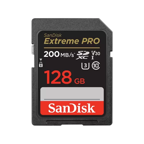 SANDISK 121596, SDXC EXTREME PRO KÁRTYA 128GB, 200 / 90 MB / s , UHS-I, Class 10, U3, V30