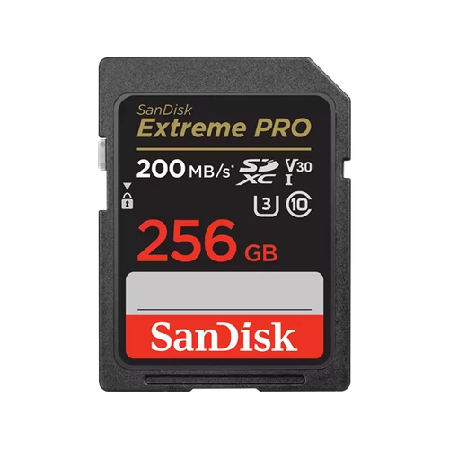 SANDISK 121597, SDXC EXTREME PRO KÁRTYA 256GB, 200 / 140 MB / s , UHS-I, Class 10, U3, V30