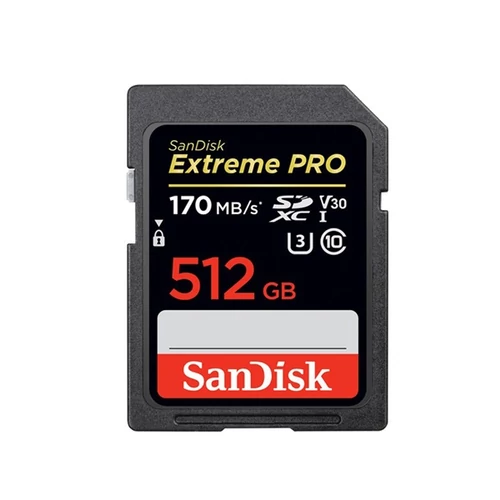 SANDISK 121598, SDXC EXTREME PRO KÁRTYA 512GB, 200 / 140 MB / s , UHS-I, Class 10, U3, V30