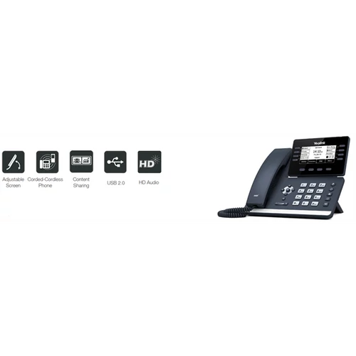 YEALINK Telefon - SIP-T53 VoIP 12 vonalas LCD kijelző, Wi-Fi, USB, POE YEALINK
