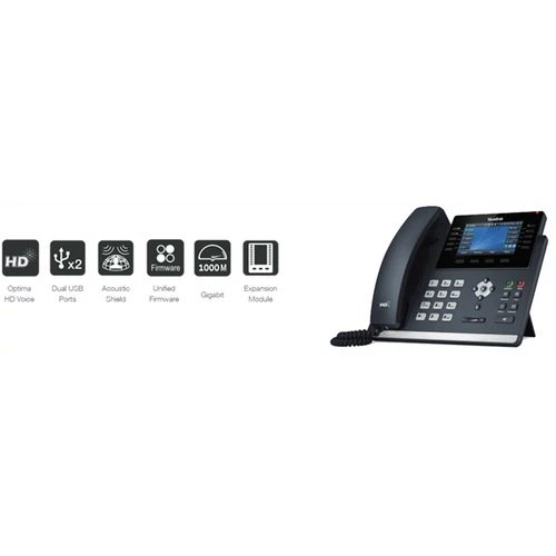 YEALINK Telefon - SIP-T46U VoIP 16 vonalas LCD kijelző, Wi-Fi, 2xUSB, POE YEALINK