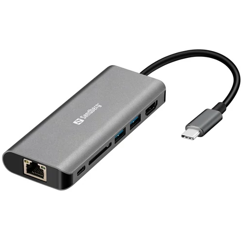 SANDBERG USB-C tartozék, USB-C Dock HDMI + LAN + SD + USB100W