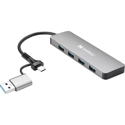 SANDBERG Hub és elosztó, USB-C / A to 4xUSB 3.0 Hub Sandberg