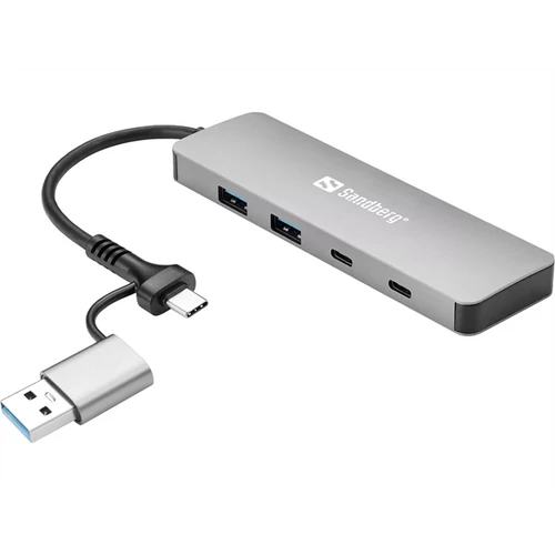 SANDBERG Hub és elosztó, USB-C / A to 2xUSB-A + 2xUSB-C Hub Sandberg