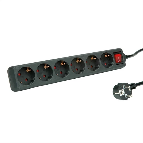 POWER STRIP 6WAY WITH BLACKITCH 10M