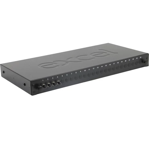 EXCEL Optikai Patch Panel 1U MM ST 24 port, 4 ST toldóval töltve Excel