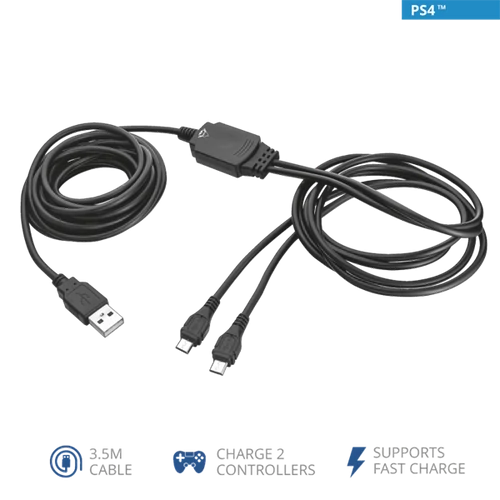 TRUST Kettős, töltő és játékhoz használható kábel 20165 (GXT 222 Duo Charge & Play Cable for PS4) Trust