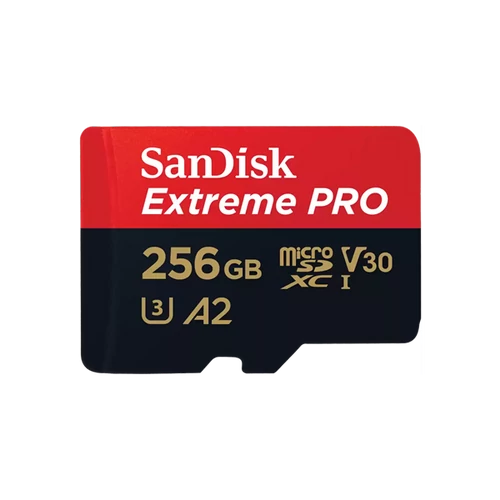 SANDISK 214505, MICROSD EXTREME PRO KÁRTYA 256GB, 200 / 140 MB / s, A2 C10 V30 UHS-I U3