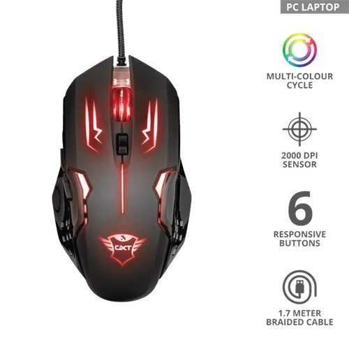 TRUST Gamer Vezetékes világító egér 22090, GXT 108 Rava Illuminated Gaming Mouse