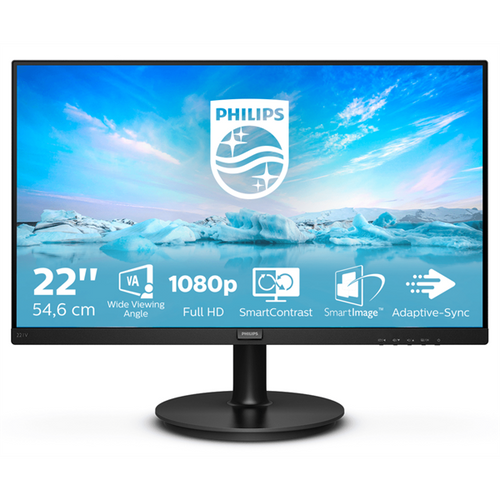 PHILIPS VA monitor 21.5" 221V8A, 1920x1080, 16:9, 250cd / m2, 4ms, VGA / HDMI, hangszóró Philips