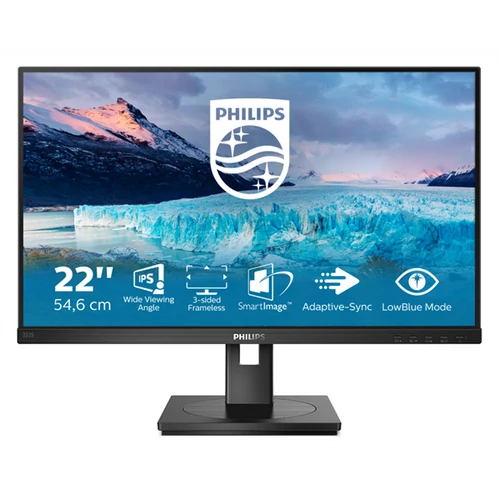 PHILIPS IPS monitor 21.5" 222S1AE, 1920x1080, 16:9 250cd / m2, 4ms, 75Hz, D-Sub / DVI-D / DisplayPort / HDMI, hangszóró