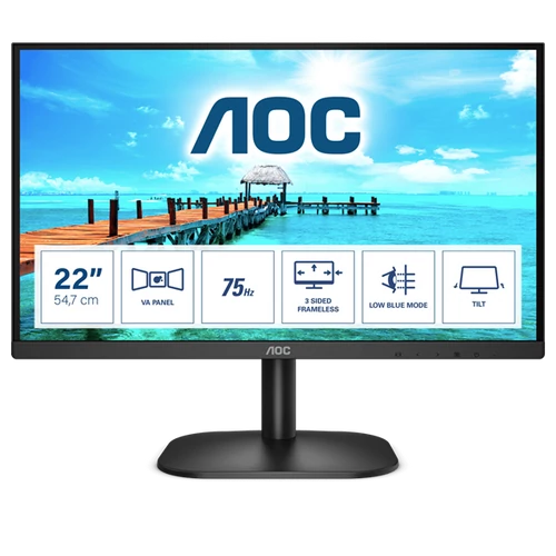 AOC VA monitor 21.5" 22B2H / EU, 1920x1080, 16:9, 250cd / m2, 4ms, 75Hz, HDMI / D-Sub