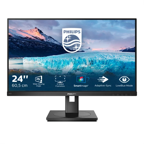 PHILIPS IPS monitor 23.8" 242S1AE, 1920x1080, 16:9, 250cd / m2, 4ms, 75Hz, VGA / DVI-D / DP / HDMI, hangszóró, Pivot