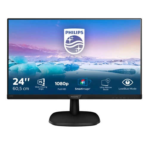 PHILIPS IPS monitor 23.8" 243V7QDSB, 1920x1080, 16:9, 250cd / m2, 4ms, 75Hz, VGA / DVI-D / HDMI