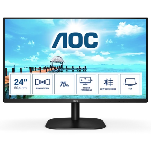 AOC IPS monitor 23.8" 24B2XH / EU, 1920x1080, 16:9, 250cd / m2, 4ms, 75Hz, HDMI / VGA