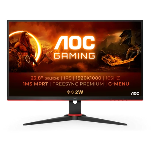 AOC Gaming 165Hz IPS monitor 23.8" 24G2SPAE / BK, 1920x1080, 16:9, 300cd / m2, 1ms, VGA / 2xHDMI / DisplayPort, hangszóró