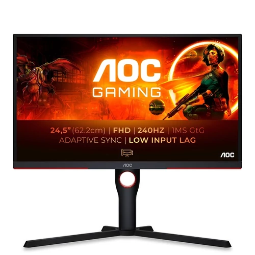 AOC Gaming 240Hz monitor 24.5" 25G3ZM / BK, 1920x1080, 16:9, 300cd / m2, 1ms, 2xHDMI / DisplayPort, áll. mag, pivot AOC