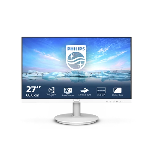 PHILIPS IPS monitor 27" 271V8AW, 1920x1080, 16:9, 250cd / m2, 4ms, HDMI / VGA, hangszóró, fehér Philips