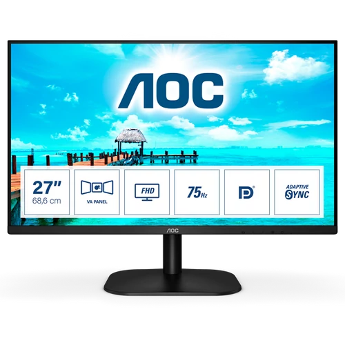 AOC VA monitor 27" 27B2QAM, 1920x1080, 16:9, 250cd / m2, 4ms, HDMI / DisplayPort / VGA, hangszóró AOC