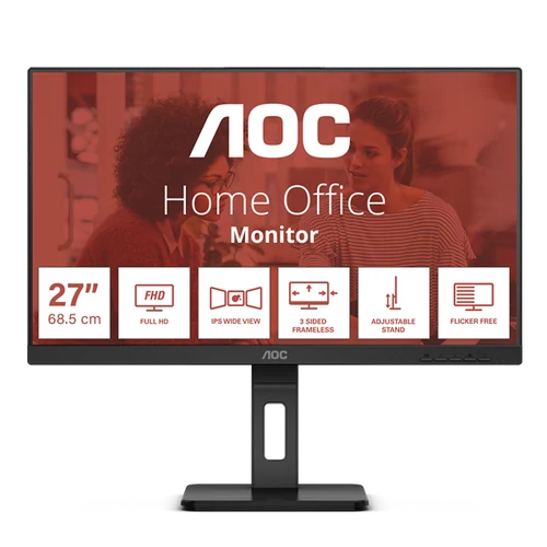 AOC IPS monitor 27" 27E3QAF, 1920x1080, 16:9, 300cd / m2, 4ms, HDMI / DisplayPort / VGA, Pivot, hangszóró AOC